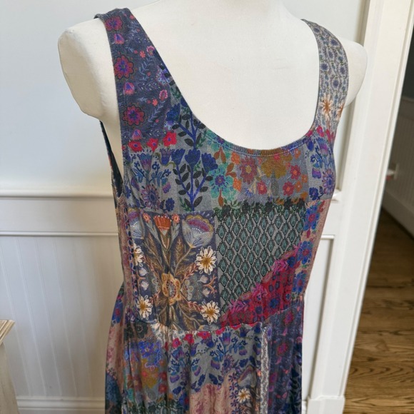 Natural Life Women XL Patchwork Floral Knit Scoop Neck Sleeveless Dress Multi - Picture 2 of 7